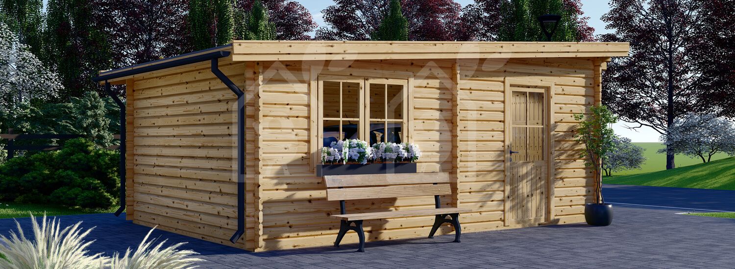 Garaje de madera de techo plano MODERN (44 mm), 3.6x5.4 m, 20 m²