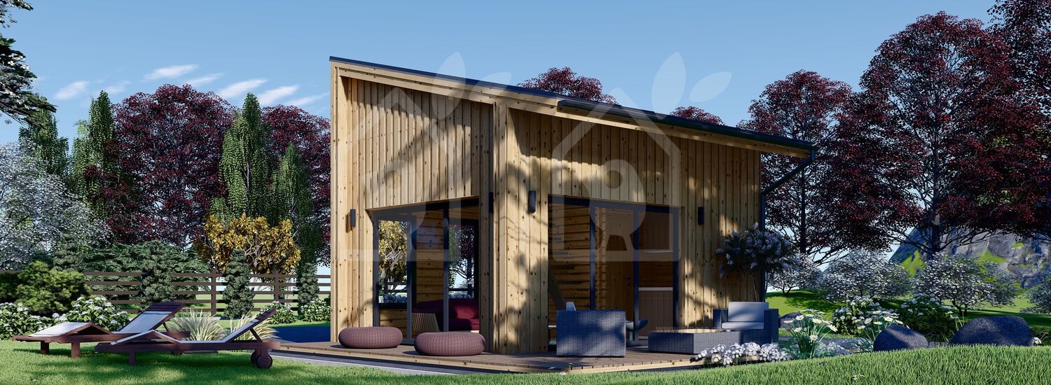 Caseta de madera habitable SOPHIA (44 mm + revestimiento, aislada PLUS), 20 m² visualization 1