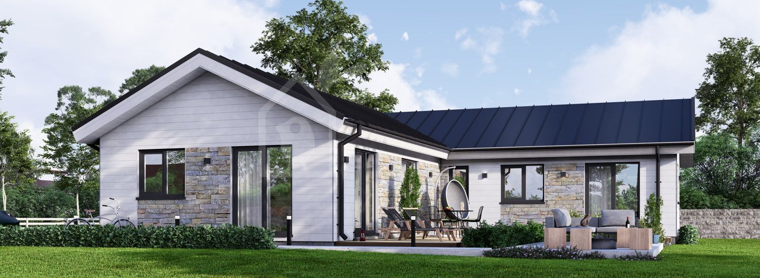 Casa prefabricada para vivir PAULA PV (Aislada PLUS, 44 mm + revestimiento), 118 m² visualization 1