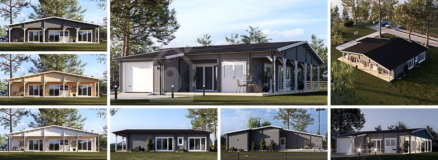 Casa de madera RIVIERA S (44+44 mm), 130 m² visualization 1