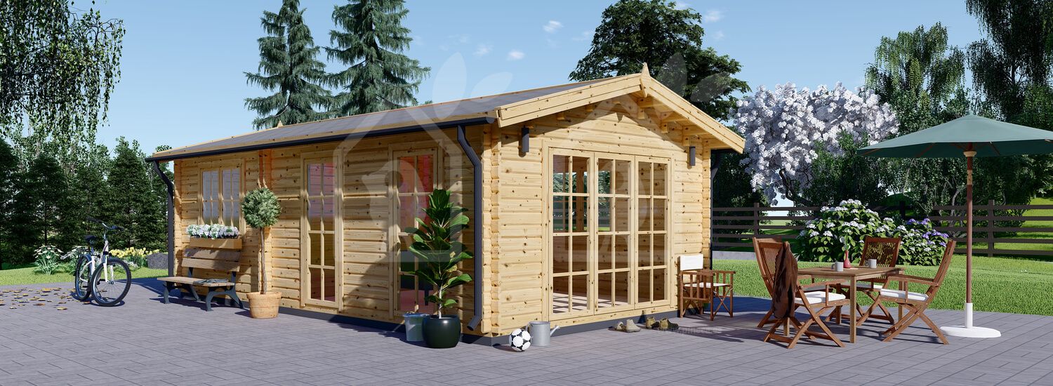 Caseta de madera habitable MAX (Aislada PLUS, 44+44 mm), 4.2x7.5 m, 32 m² visualization 1