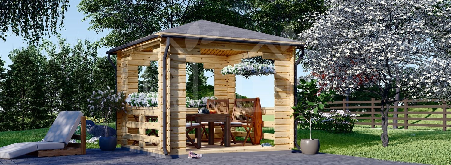 Cenador de madera FLORA (44 mm), 4x4 m, 16 m² visualization 1