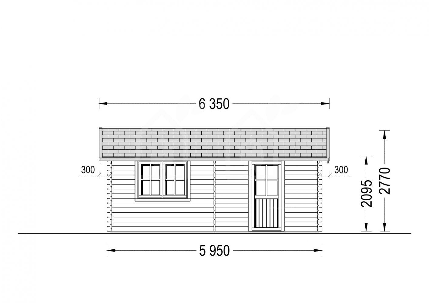 Garaje de madera (44 mm), 6x6 m, 36 m²