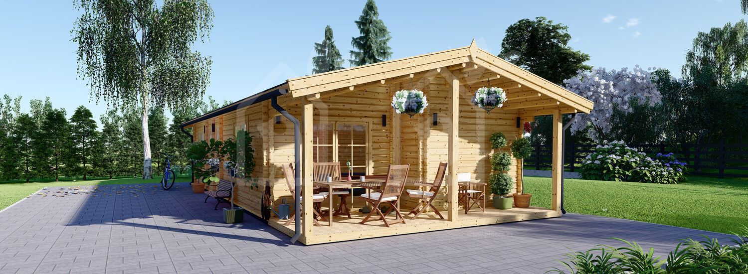 Casa de madera para vivir LINCOLN (Aislada PLUS, 44+44 mm), 6x12 m, 72 m² visualization 1