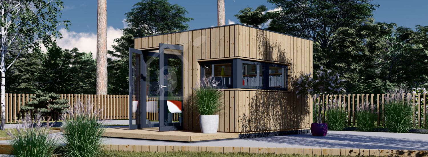 Oficina prefabricada de madera PREMIUM L (Aislada, 34 mm + revestimiento), 3x3 m, 9 m² visualization 1