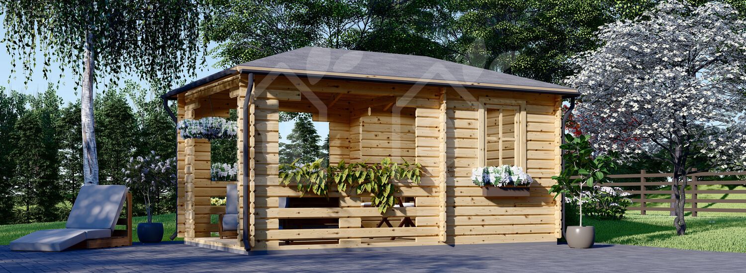 Cenador de madera FLORA (28 mm), 3x5 m, 15 m² visualization 1