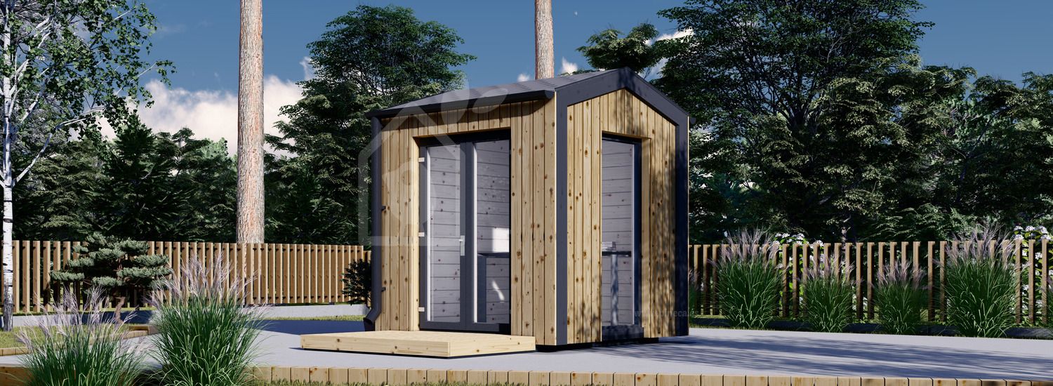 Oficina prefabricada de madera EMMY (Aislada, 34 mm + revestimiento), 2x2 m, 4 m² visualization 1