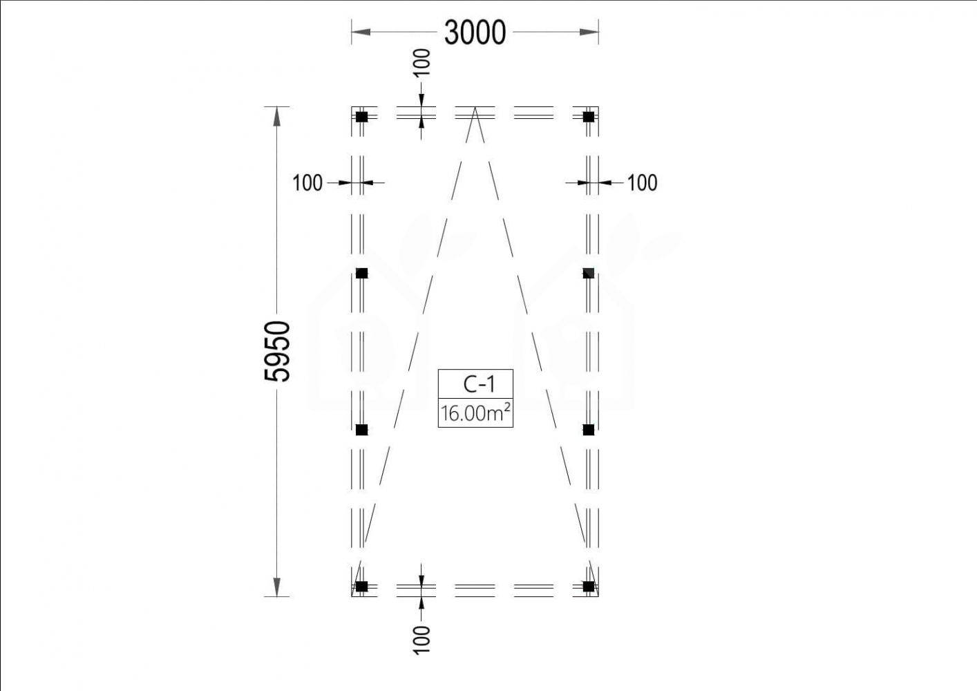 Cochera de madera MODERN, 3x6 m, 18 m²