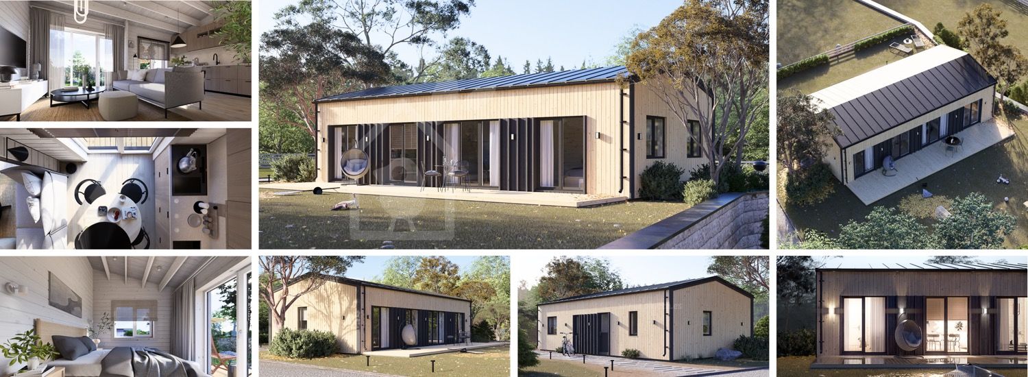 Casa de madera para vivir NICOLE RV (Aislada PLUS, 44 mm + revestimiento), 68 m² visualization 1