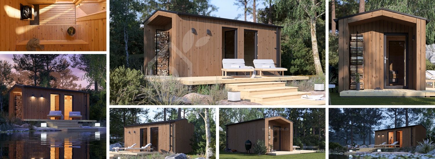 Sauna de exterior SERENE (34 mm + revestimiento), 5.3x2.5 m, 5 m² visualization 1