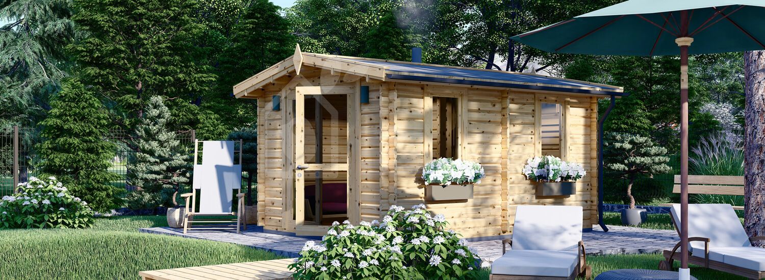 Sauna de exterior ELDA (44 mm), 3x4 m, 12 m² visualization 1