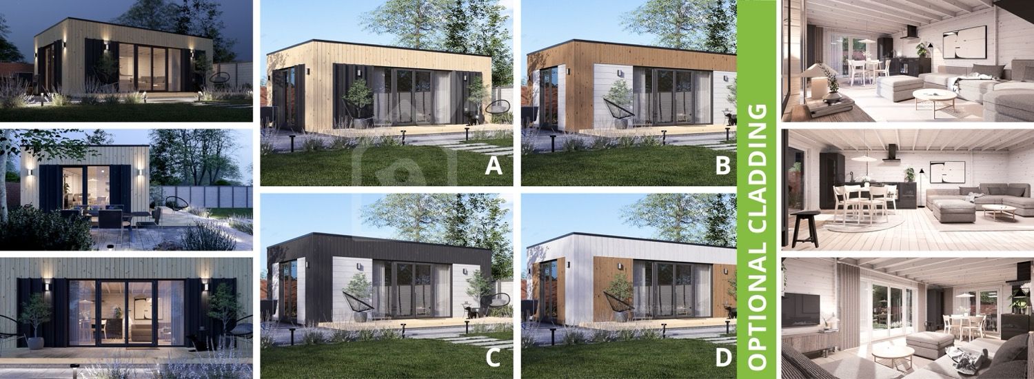 Oficina prefabricada de madera PREMIUM (34 mm + revestimiento), 7x4 m, 25 m² visualization 1
