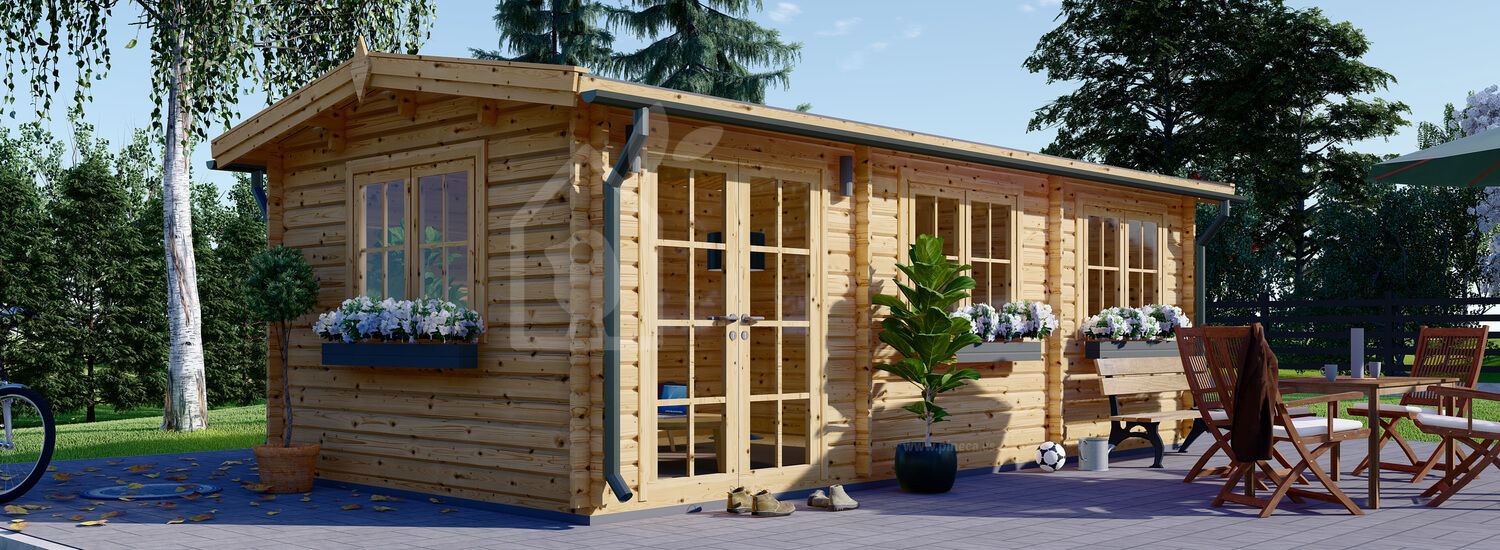 Caseta de jardín de madera NORA (Aislada, 34+34 mm), 7x3.5 m, 24 m² visualization 1