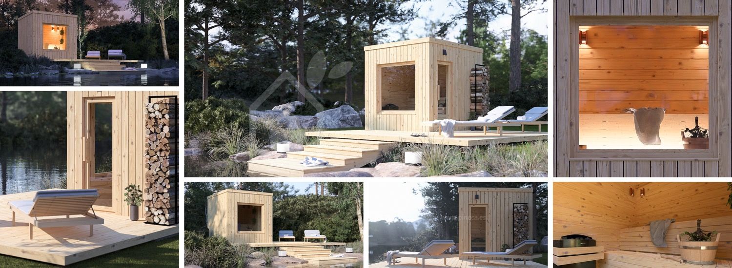 Sauna de exterior OKO (34 mm + revestimiento), 2.3x2.3 m, 4.1 m² visualization 1