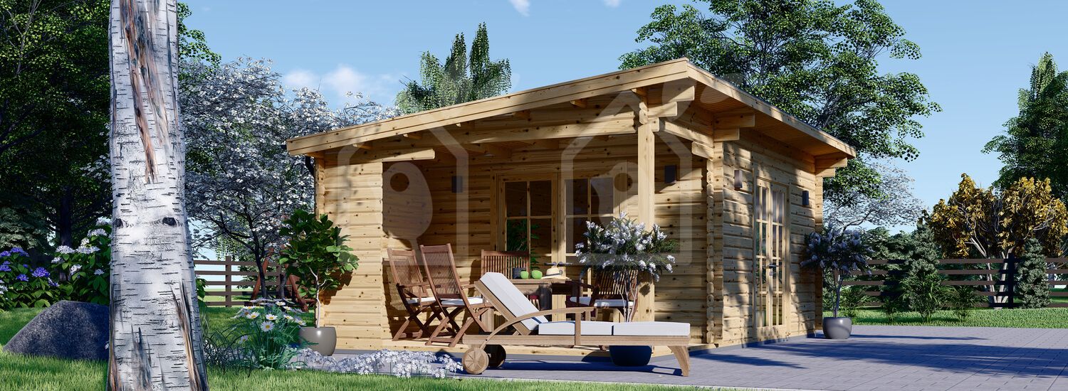 Caseta de jardín de madera CARL (34 mm), 5x4 m, 20 m² + 8 m² porche visualization 1