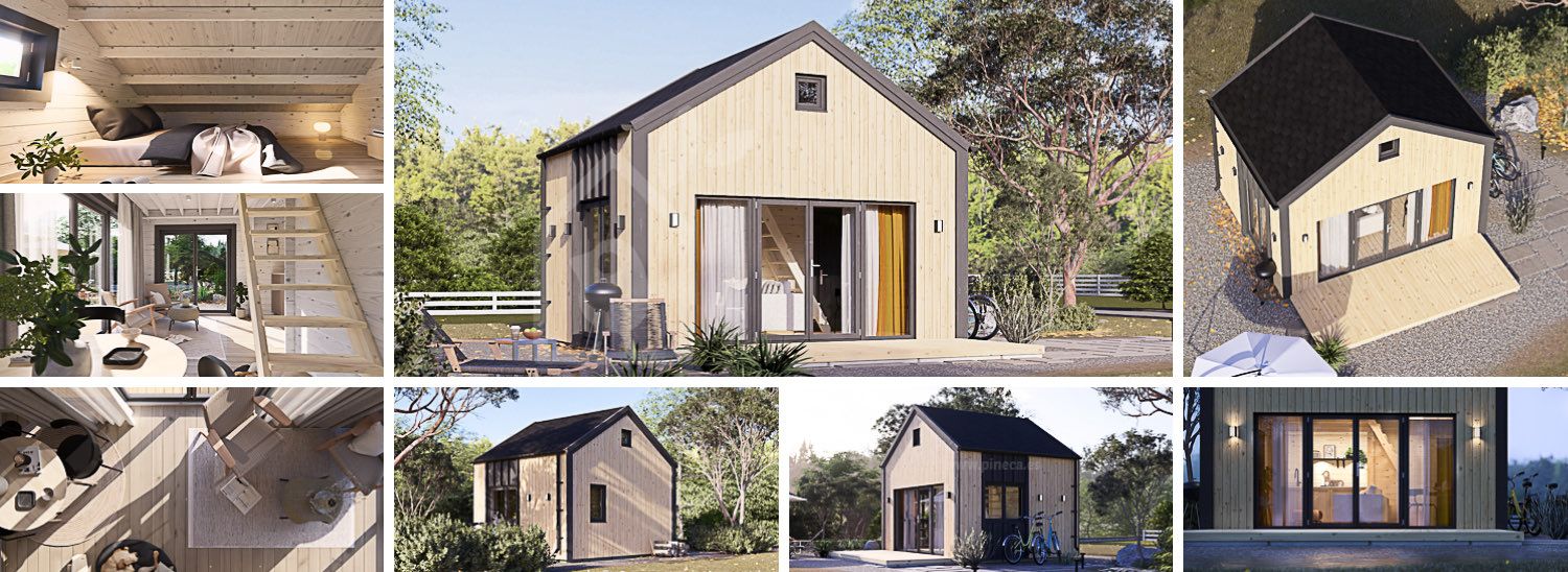 Casa de madera SARA (34 mm + revestimiento), 20 m² visualization 1