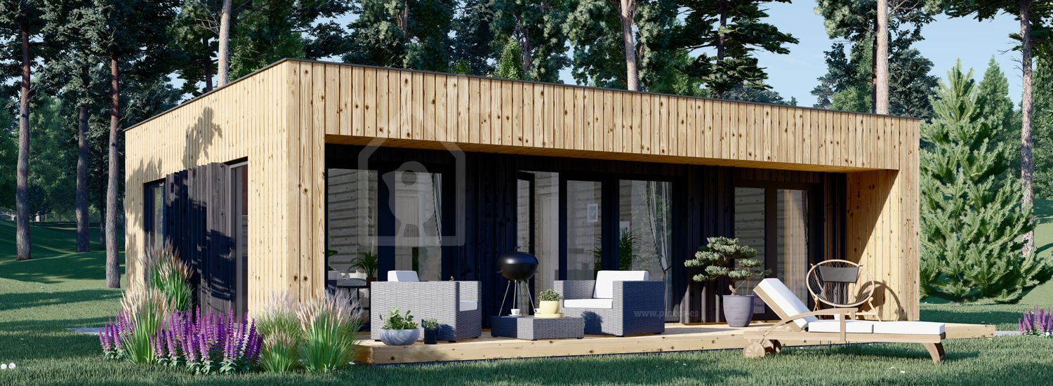 Casa de madera prefabricada KAYA 1 (44 mm + revestimiento), 48 m² visualization 1