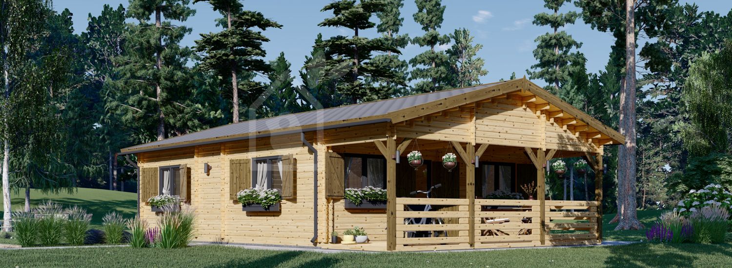 Casa de madera HANNA 3 (44+44 mm), 11x8 m, 56 m² visualization 1