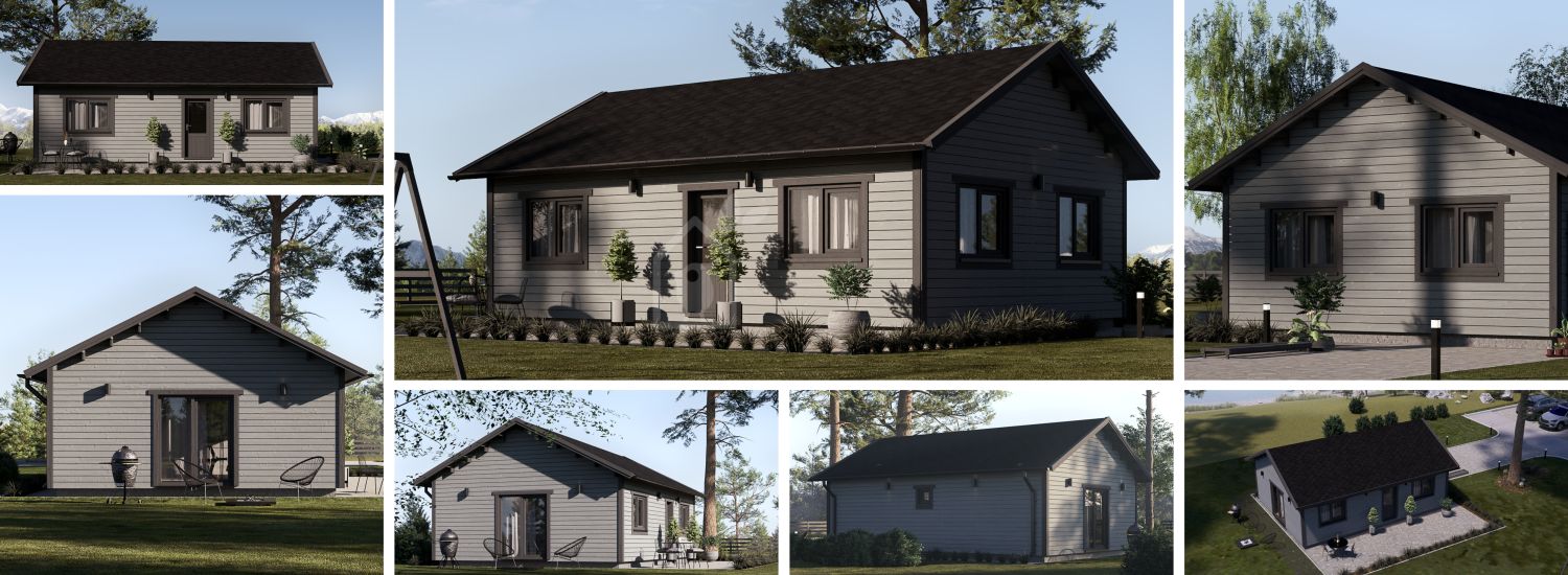 Casa de madera GRETA S (44 mm + revestimiento), 48 m² visualization 1