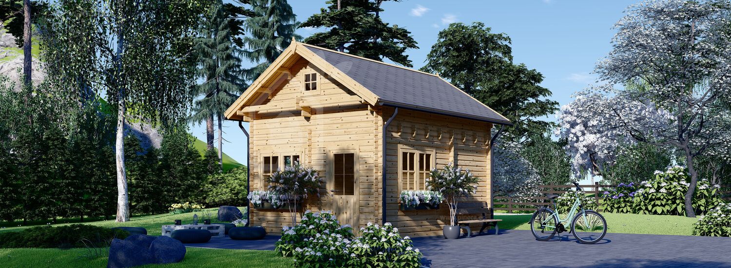 Caseta de madera AVIGNON (Aislada, 34+34 mm), 20 m² + 16 m² altillo visualization 1