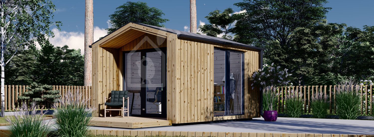 Oficina prefabricada de madera PIA (Aislada, 34 mm + revestimiento), 3x3 m, 9 m² visualization 1