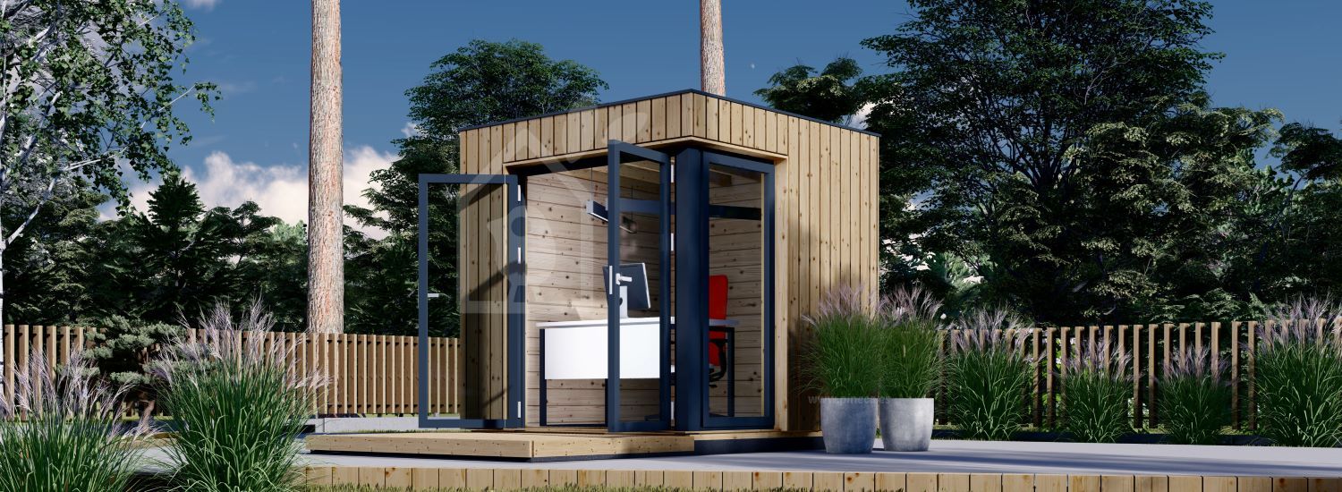 Oficina prefabricada de madera PREMIUM (34 mm + revestimiento), 2x2 m, 4 m² visualization 1