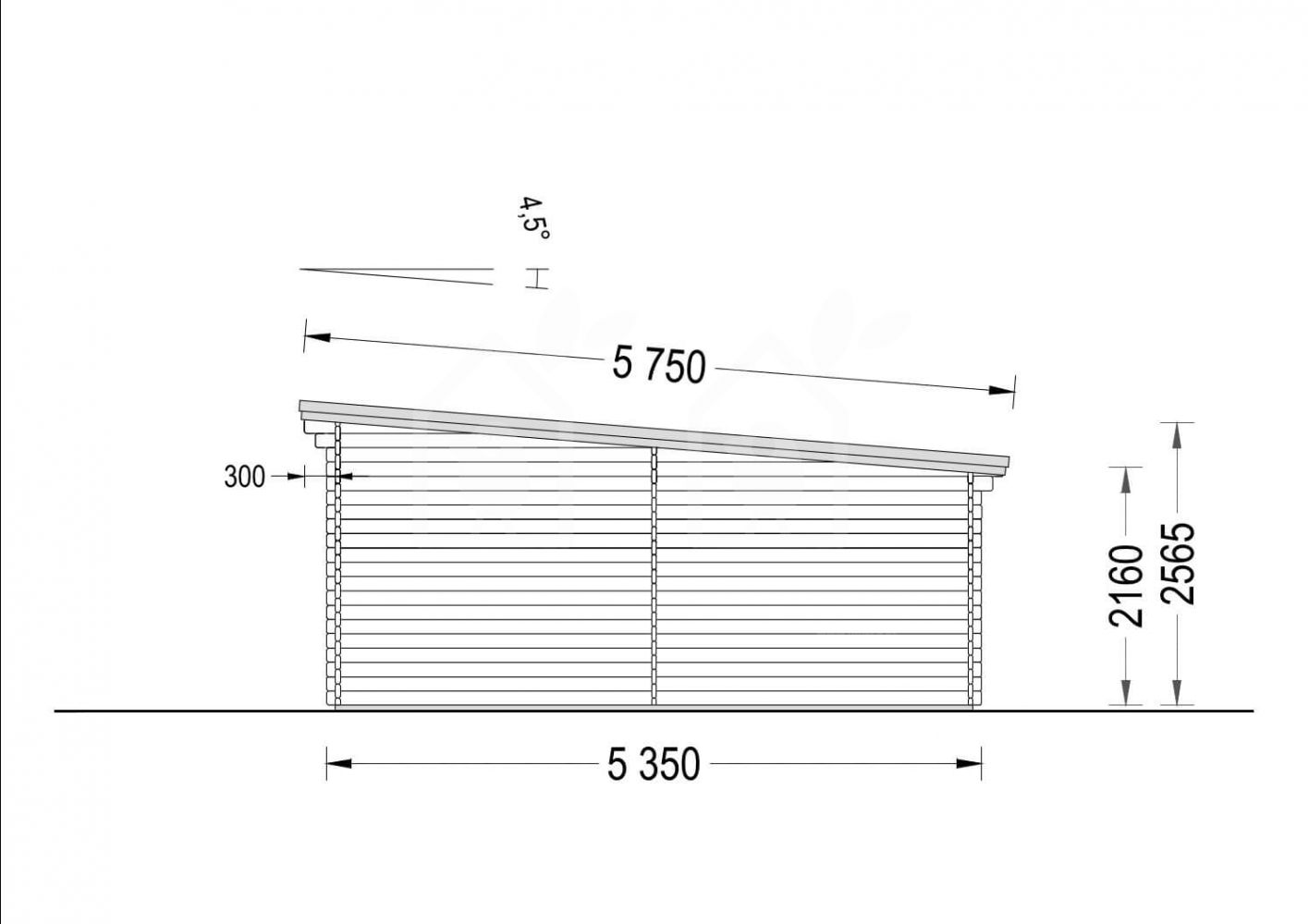 Garaje de madera de techo plano MODERN (44 mm), 3.6x5.4 m, 20 m²