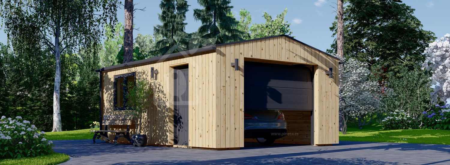 Garaje de madera SILVIA (34 mm + revestimiento), 4x6 m, 24 m² visualization 1