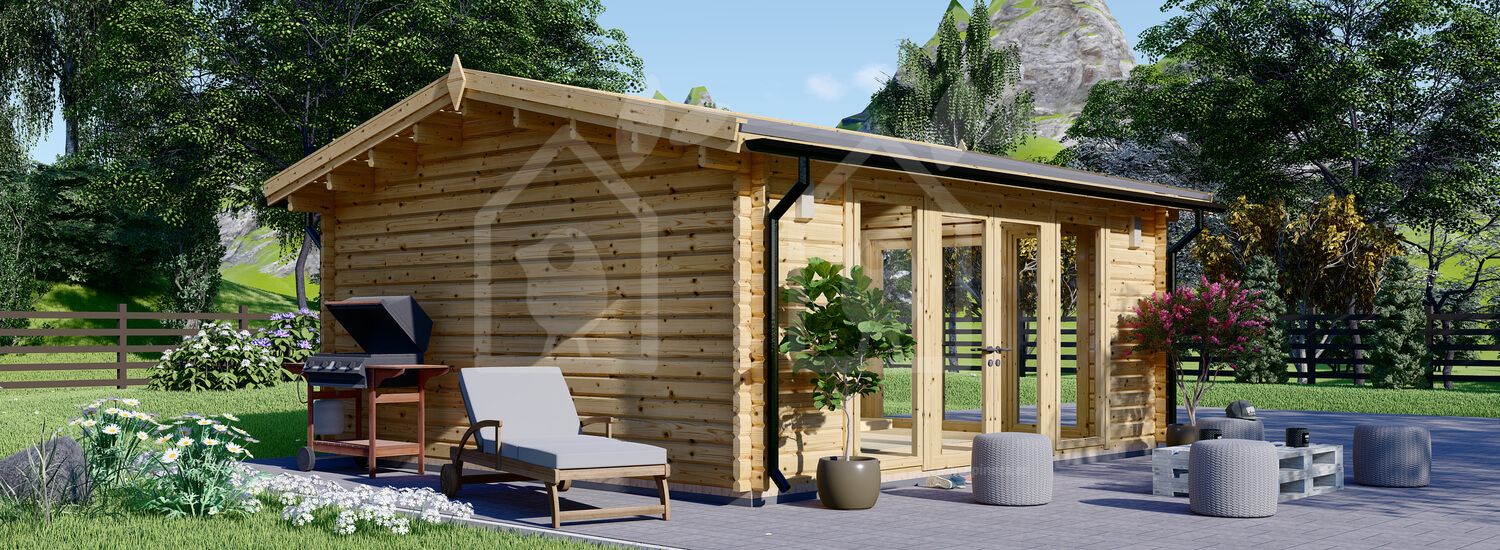 Caseta de jardín de madera MIA (Aislada PLUS, 44+44 mm), 5.5x5.5 m, 30 m²