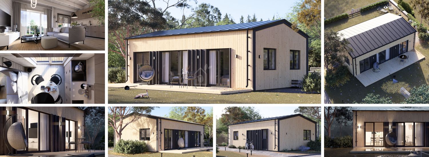 Casa de madera para vivir SELENE RV (Aislada PLUS, 44 mm + revestimiento), 54 m² visualization 1
