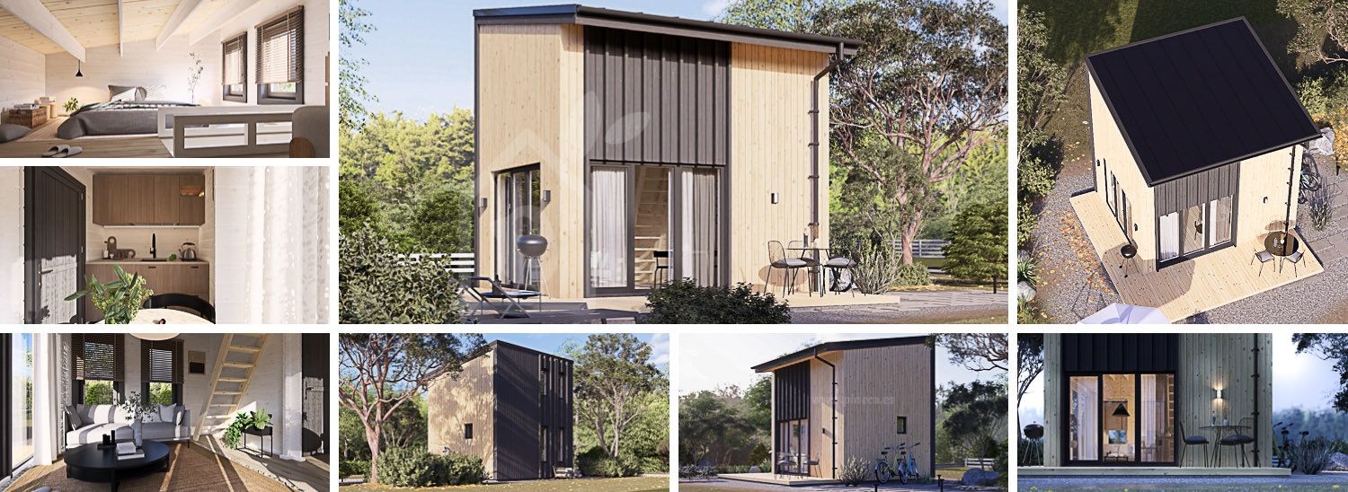 Casa de madera para vivir SOPHIA RV (Aislada PLUS, 34 mm + revestimiento), 20 m² visualization 1