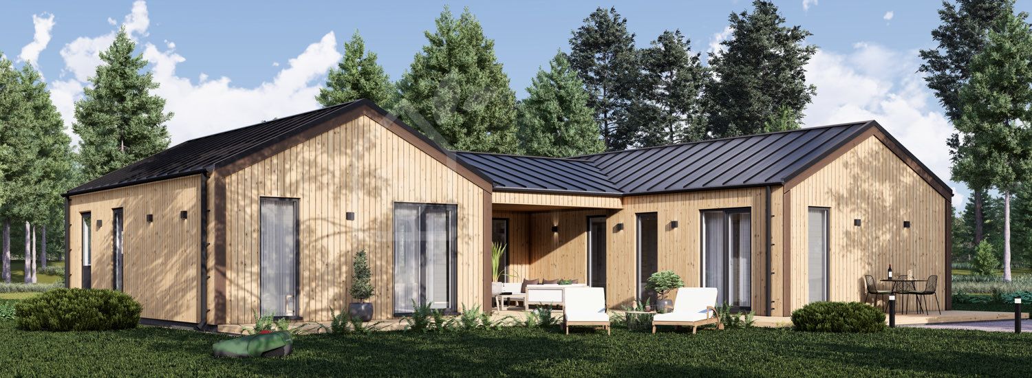 Casa de madera SCARLET S (44 mm + revestimiento), 139 m² visualization 1