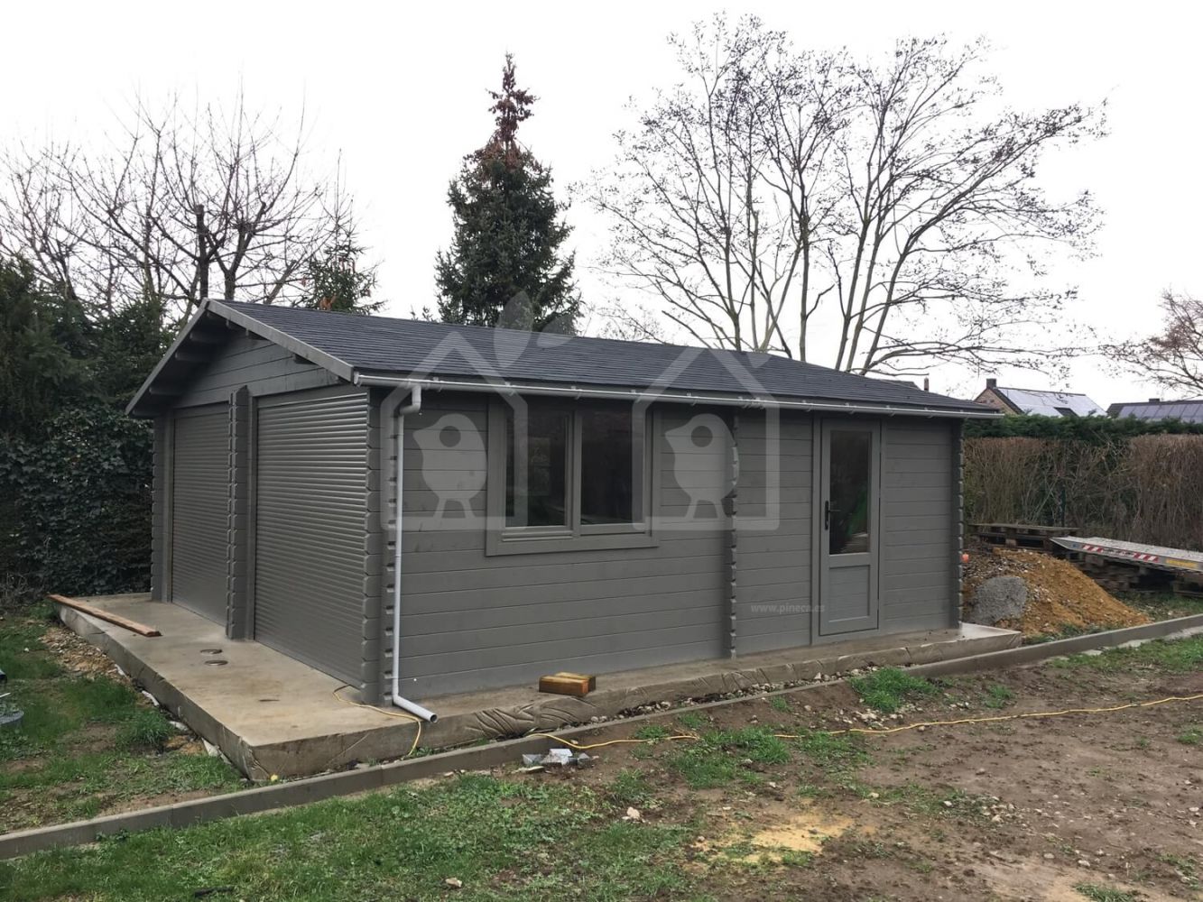 Garaje de madera DOBLE (44 mm), 6x6 m, 36 m²