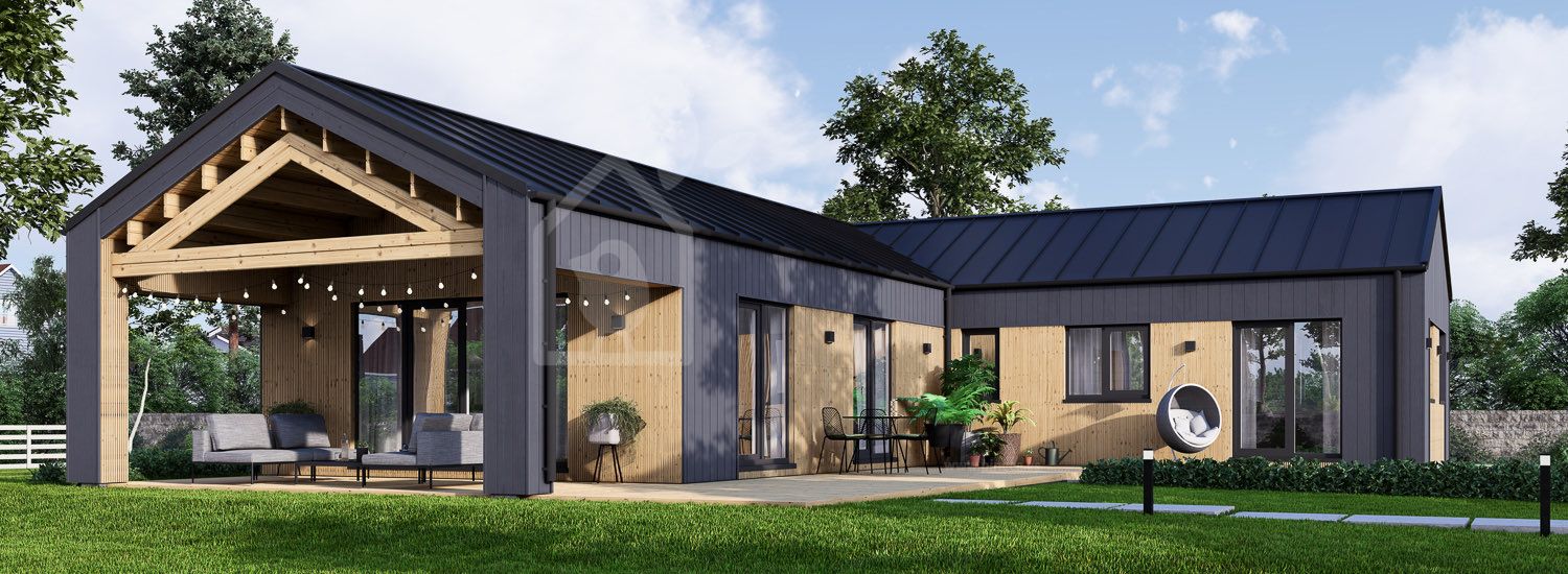 Casa prefabricada para vivir TESSA PV (Aislada PLUS, 44 mm + revestimiento), 130 m² visualization 1