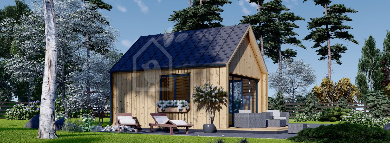 Casa de madera para jardín SALLY (34 mm + revestimiento), 20 m² visualization 1