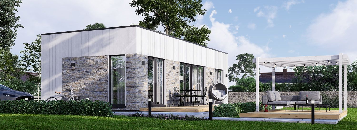 Casa prefabricada para vivir PREMIUM PV (Aislada PLUS, 44 mm + revestimiento), 42 m² visualization 1
