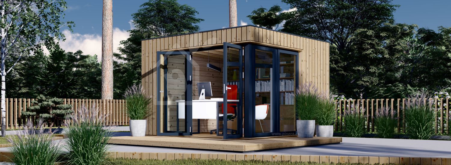 Oficina prefabricada de madera PREMIUM (Aislada PLUS, 34 mm + revestimiento), 3x3 m, 9 m² visualization 1