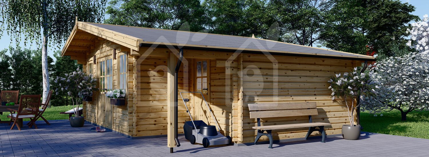 Cabaña de madera para jardín CLARA (44 mm), 28 m²