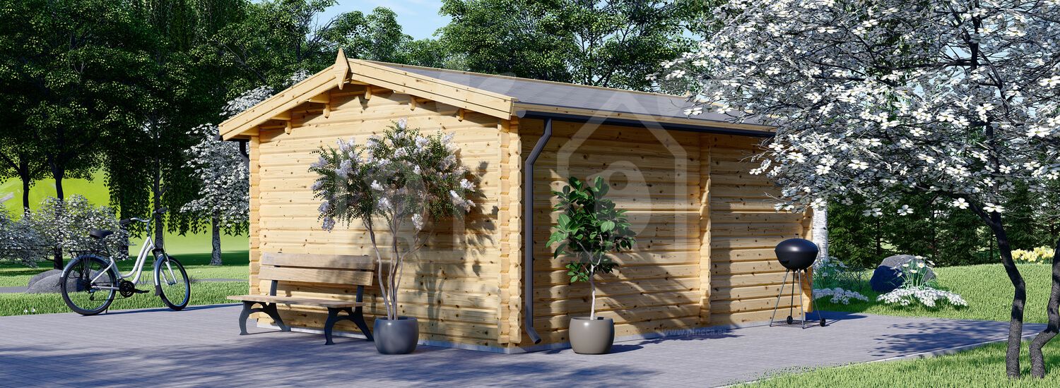 Caseta de jardín de madera OSLO (Aislada, 44+44 mm), 5x4 m, 20 m²