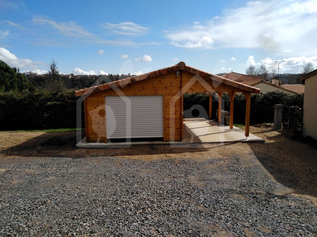 Garaje de madera con cochera (44 mm), 4x6 m + 3x6 m (cochera), 40 m²