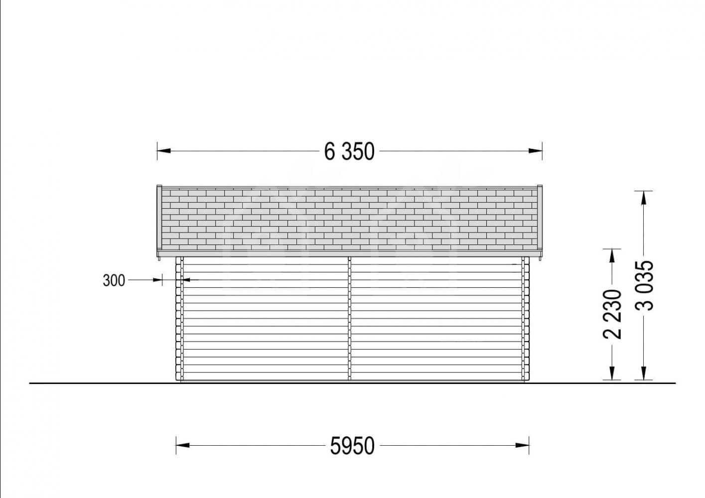 Garaje de madera con cochera (44 mm), 4x6 m + 3x6 m (cochera), 40 m²