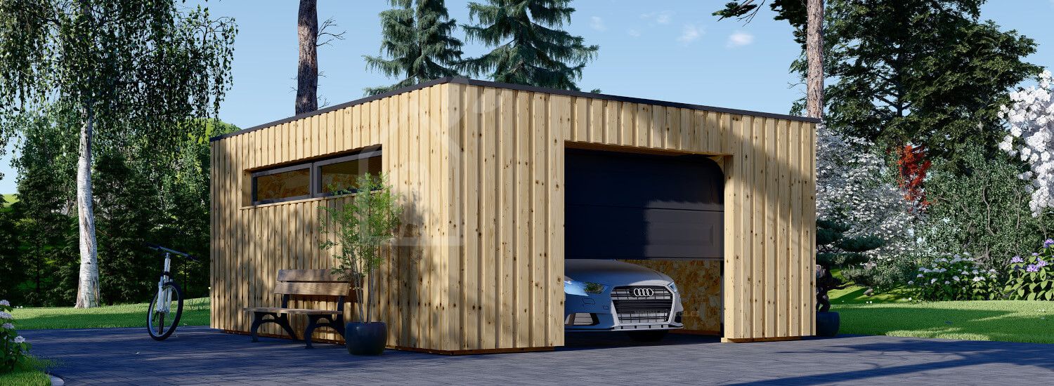 Garaje de madera de techo plano STELA F (estructura de madera), 5x6 m, 30 m² visualization 1