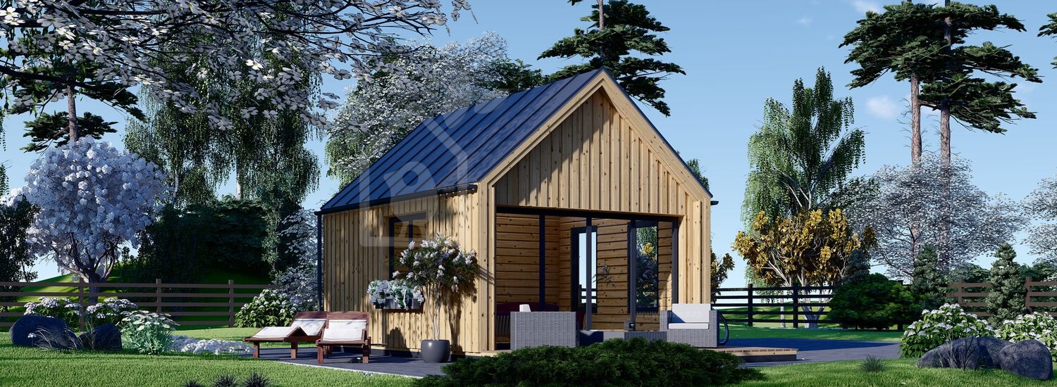 Casa de madera para jardín SALLY (34 mm + revestimiento), 20 m² visualization 1