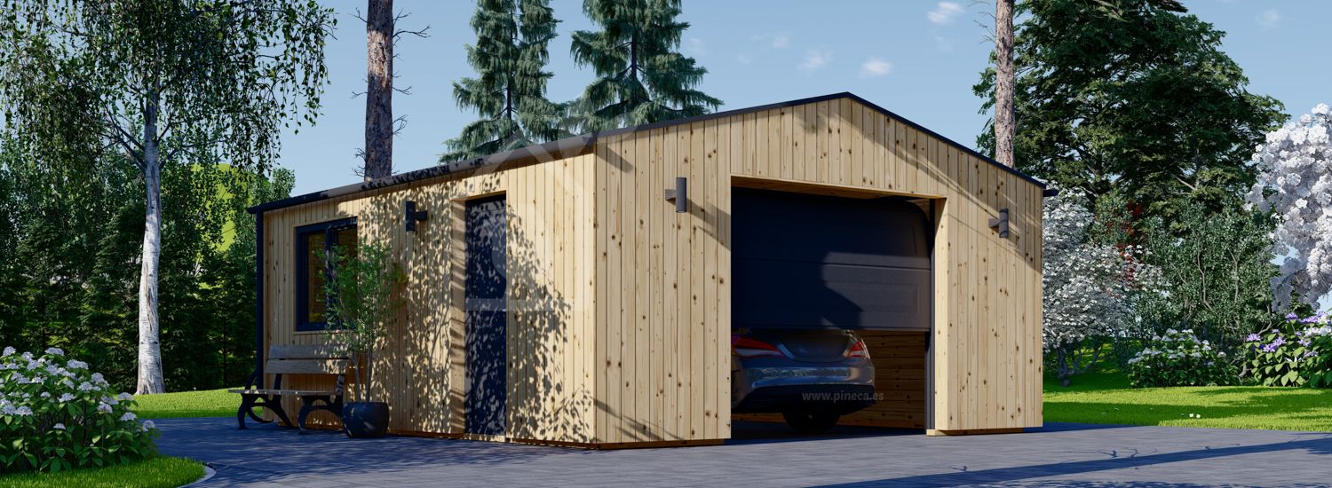Garaje de madera SILVIA (34 mm + revestimiento), 5x6 m, 30 m² visualization 1