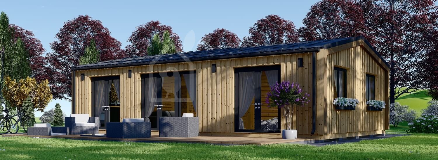 Casa de madera para vivir SELENE (Aislada PLUS, 44 mm + revestimiento), 63 m² visualization 1