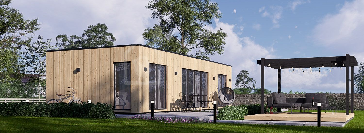 Casa de madera prefabricada PREMIUM S (Aislada, 34 mm + revestimiento), 10.5x4.5 m, 47 m² visualization 1