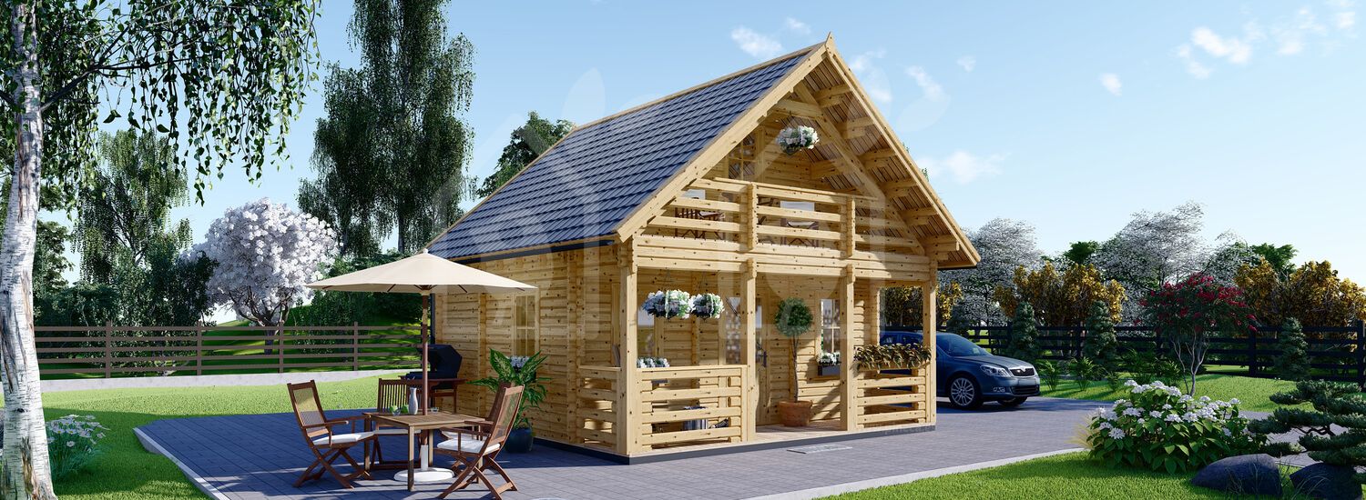 Casa de madera LIVINGTON (Aislada, 44+44 mm), 50 m² visualization 1