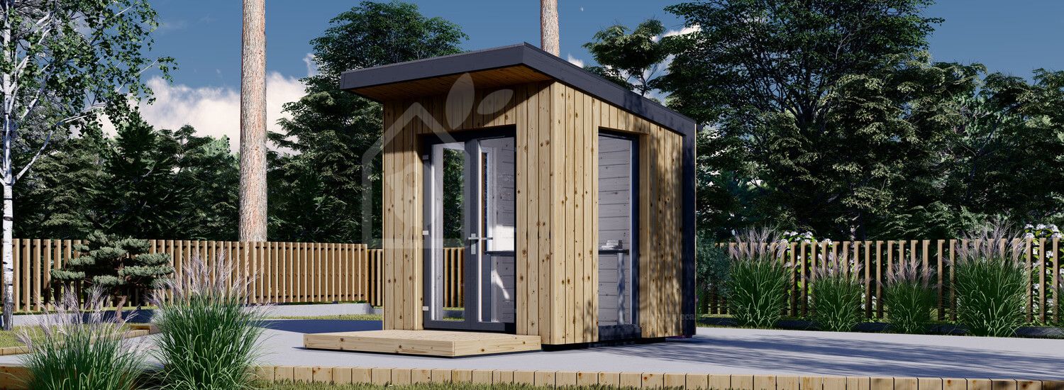Oficina prefabricada de madera EVELIN (34 mm + revestimiento), 2x2 m, 4 m² visualization 1
