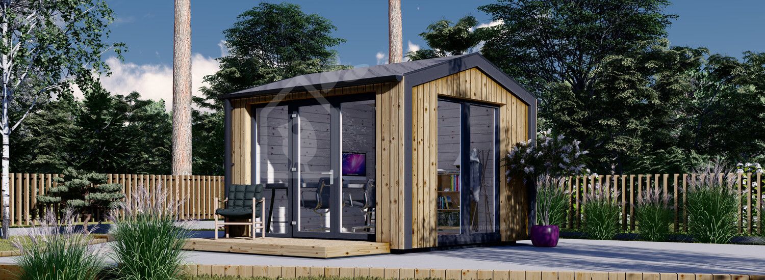 Oficina prefabricada de madera EMMY (Aislada, 34 mm + revestimiento), 3x3 m, 9 m² visualization 1