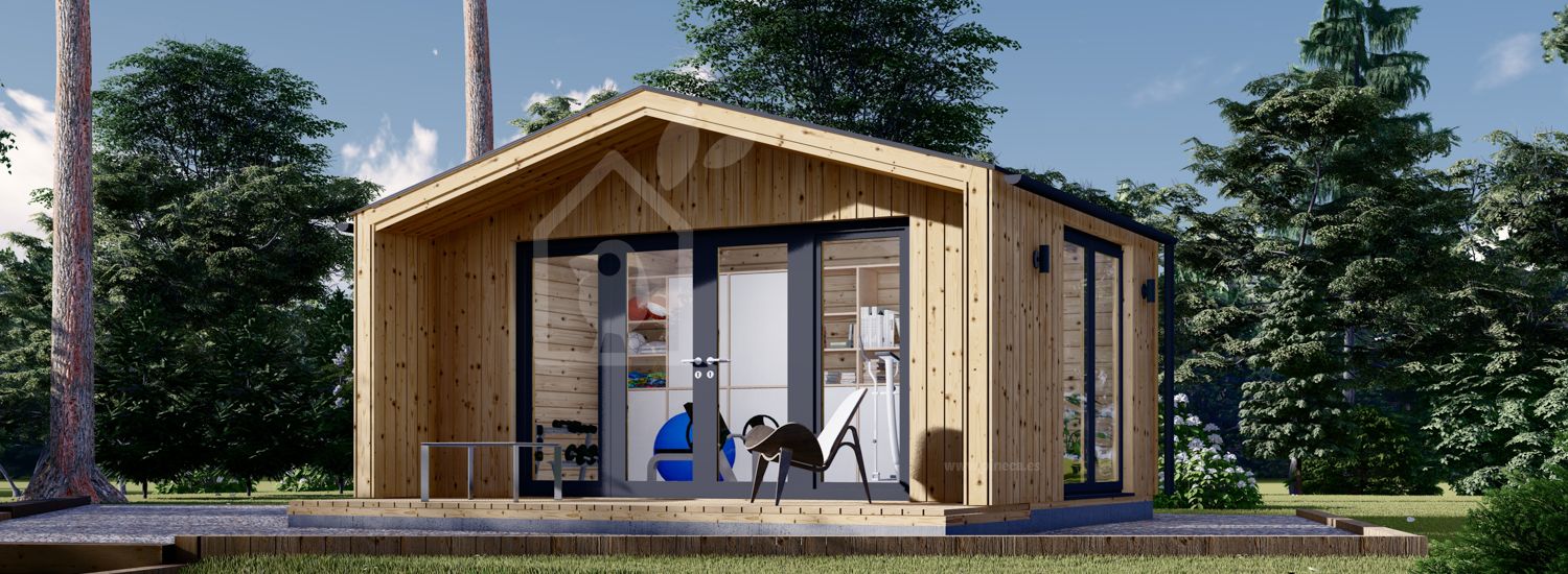 Caseta de jardín de madera PIA (34 mm + revestimiento), 5x3 m, 15 m² visualization 1
